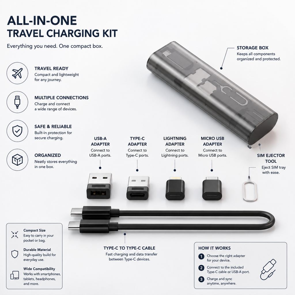 Multi USB Charging Adapter & Cable Box