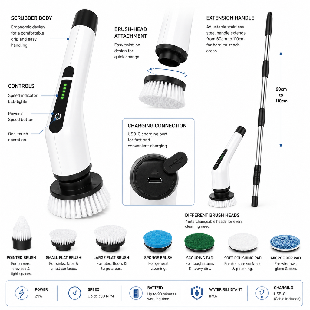 CleanSpin Cordless Electric Spin Scrubber