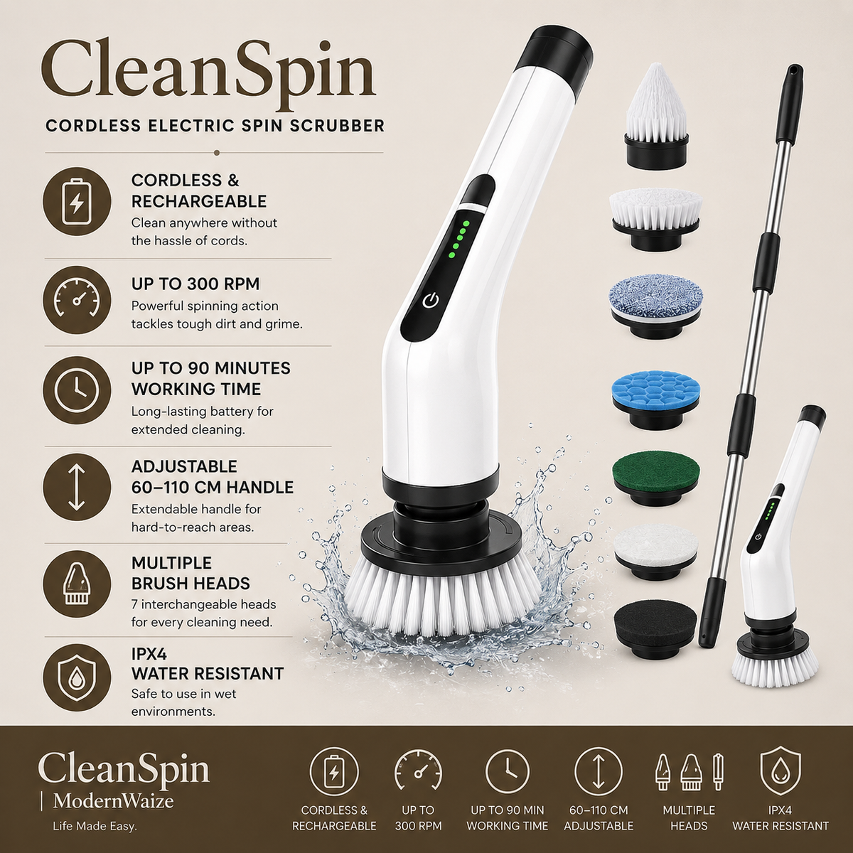 CleanSpin Cordless Electric Spin Scrubber