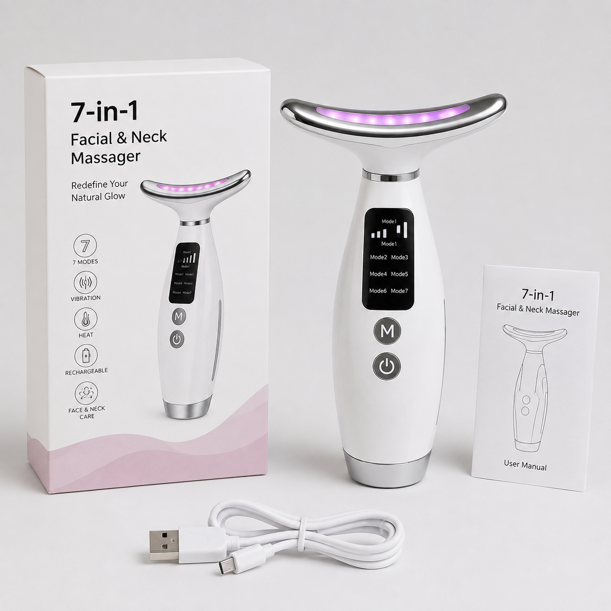 GlowEase 7-in-1 Facial & Neck Massager