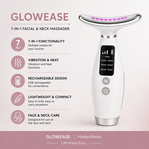 GlowEase 7-in-1 Facial & Neck Massager
