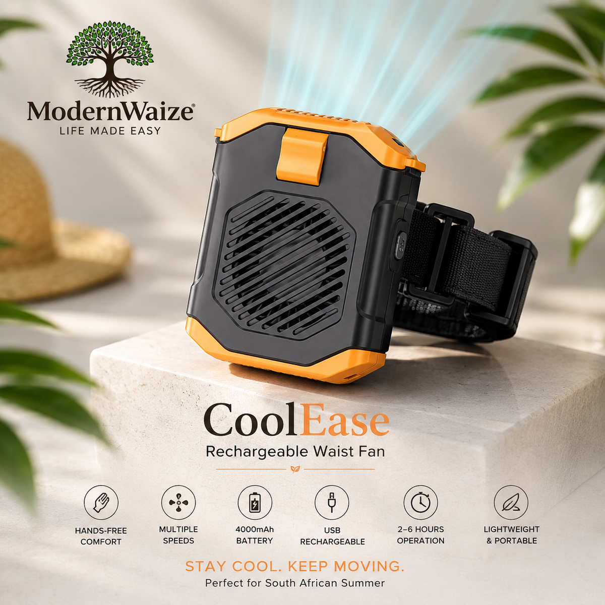 CoolEase Rechargeable Waist Fan