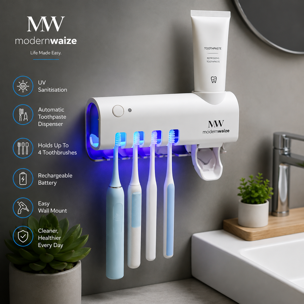 UV Toothbrush Disinfector & Automatic Toothpaste Dispenser