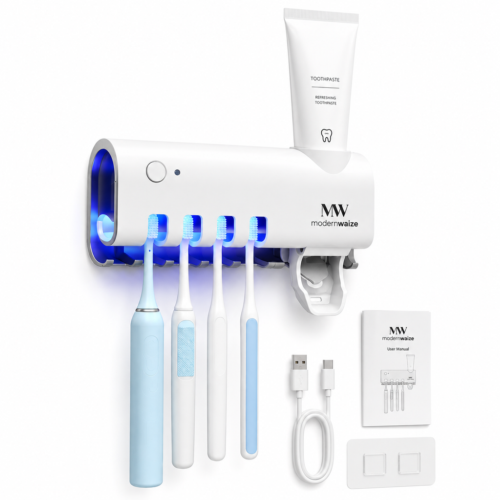 UV Toothbrush Disinfector & Automatic Toothpaste Dispenser