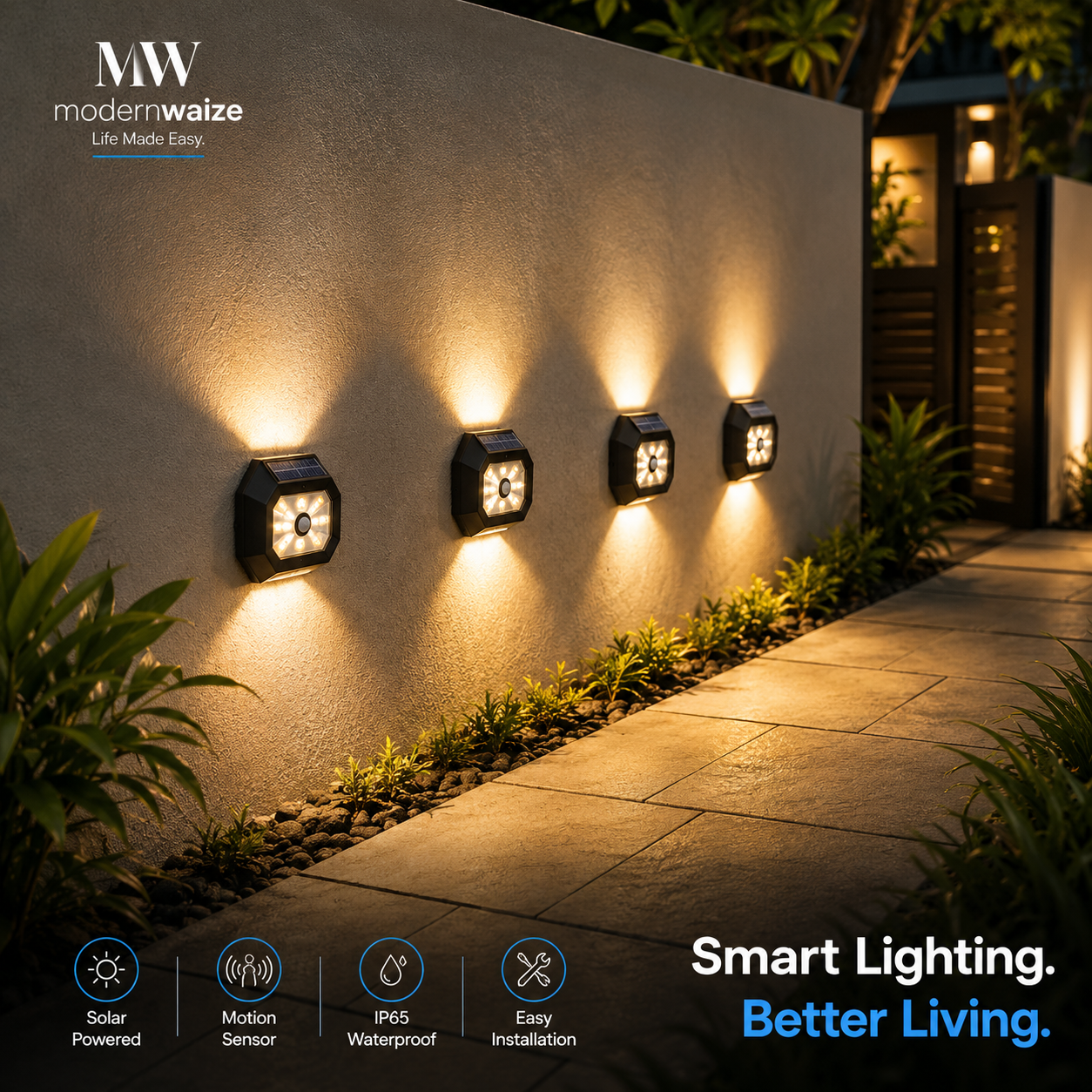 4 PCS Solar Motion Sensor Wall Lights