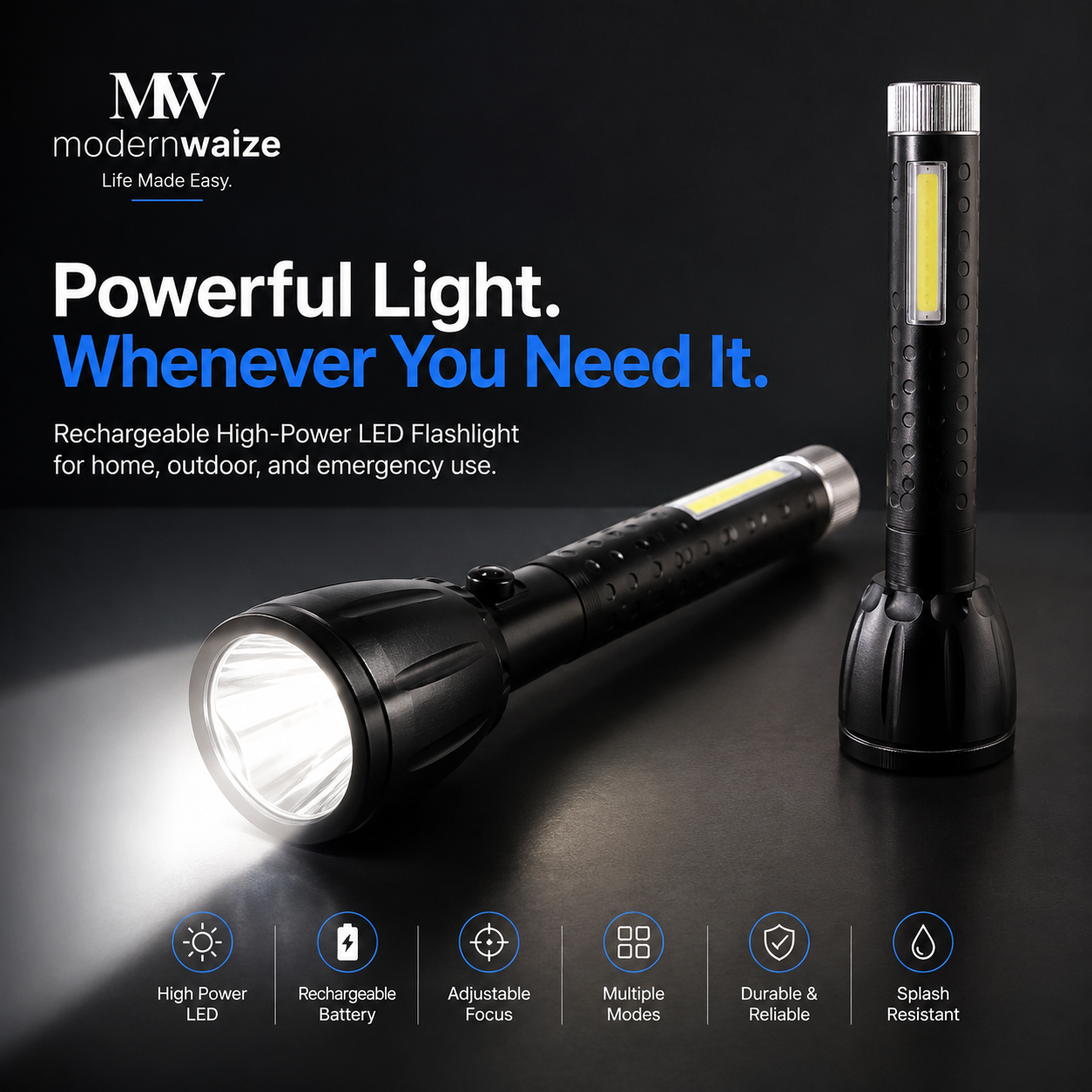 Rechargeable High-Power LED Emergency Flashlight
