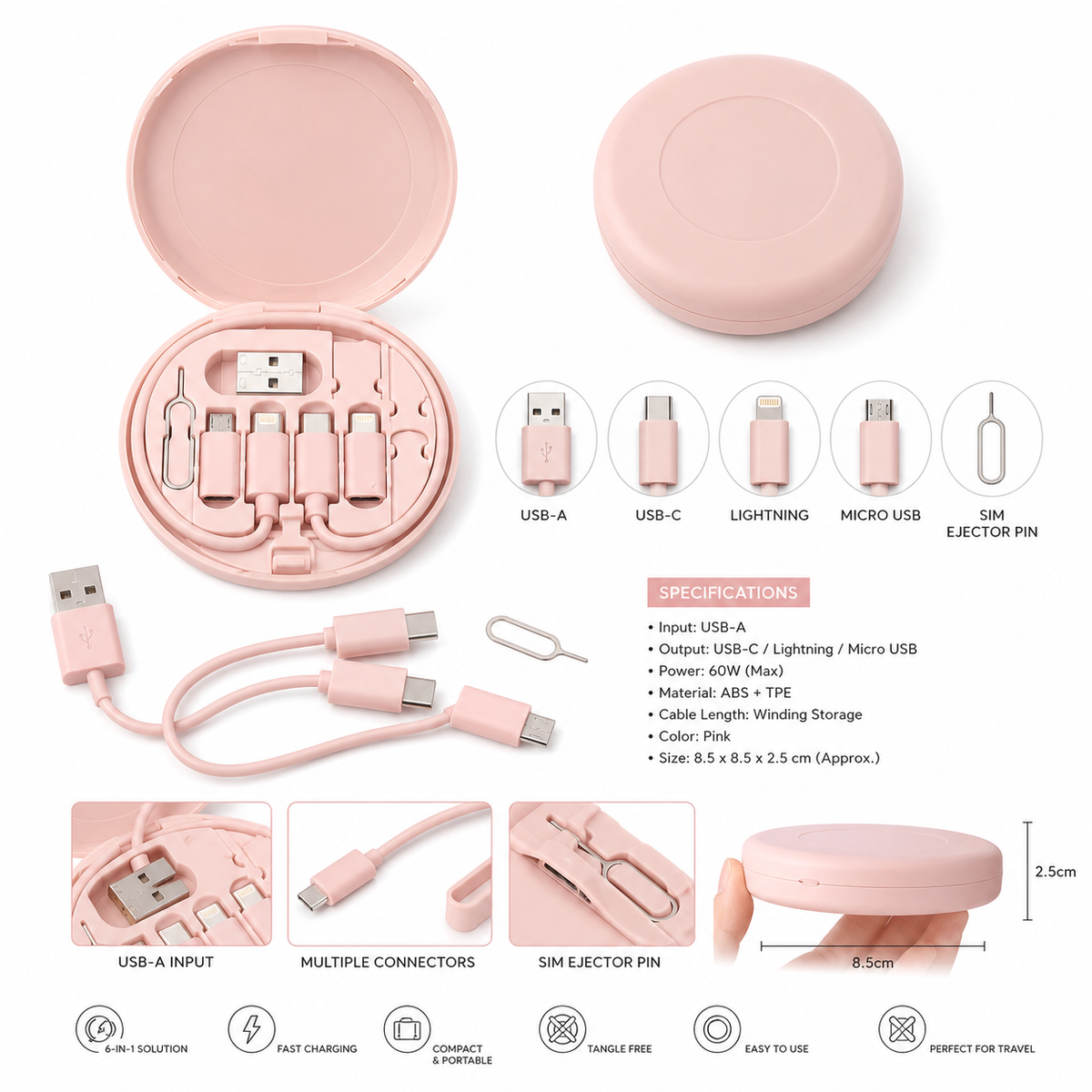 ChargeMate 6-in-1 Travel Cable