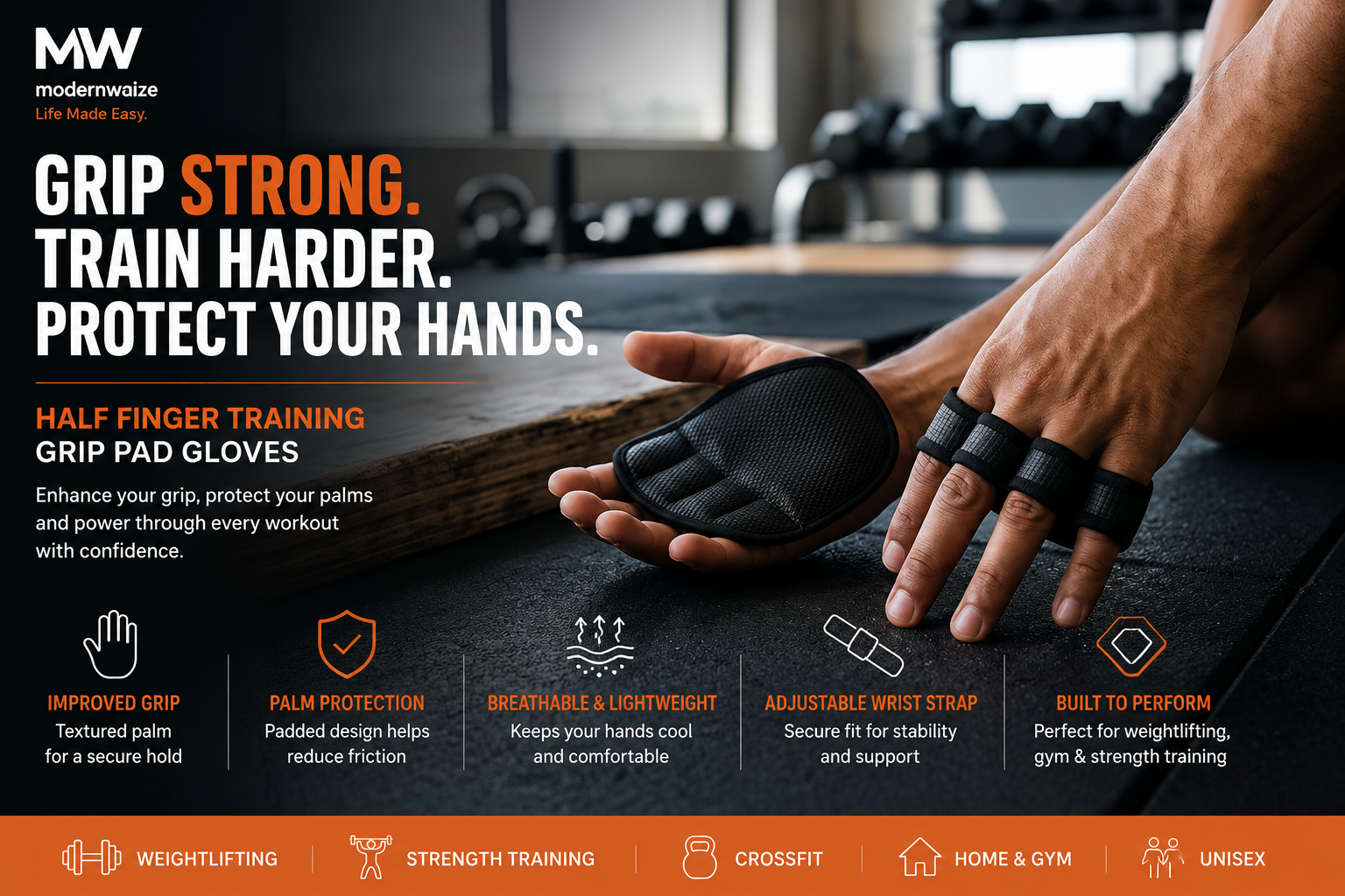 Half Finger Training Grip Pad Gloves
