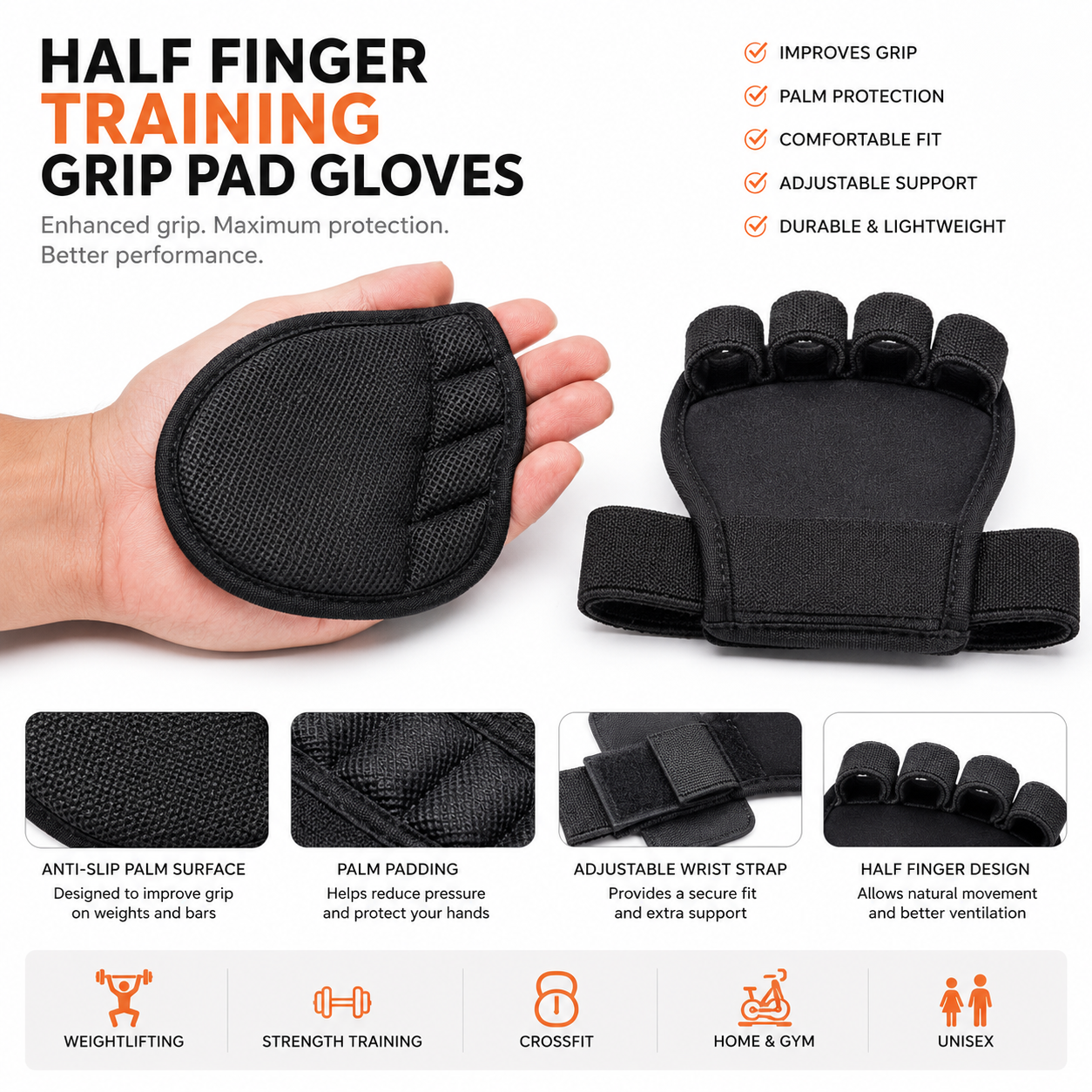 Half Finger Training Grip Pad Gloves