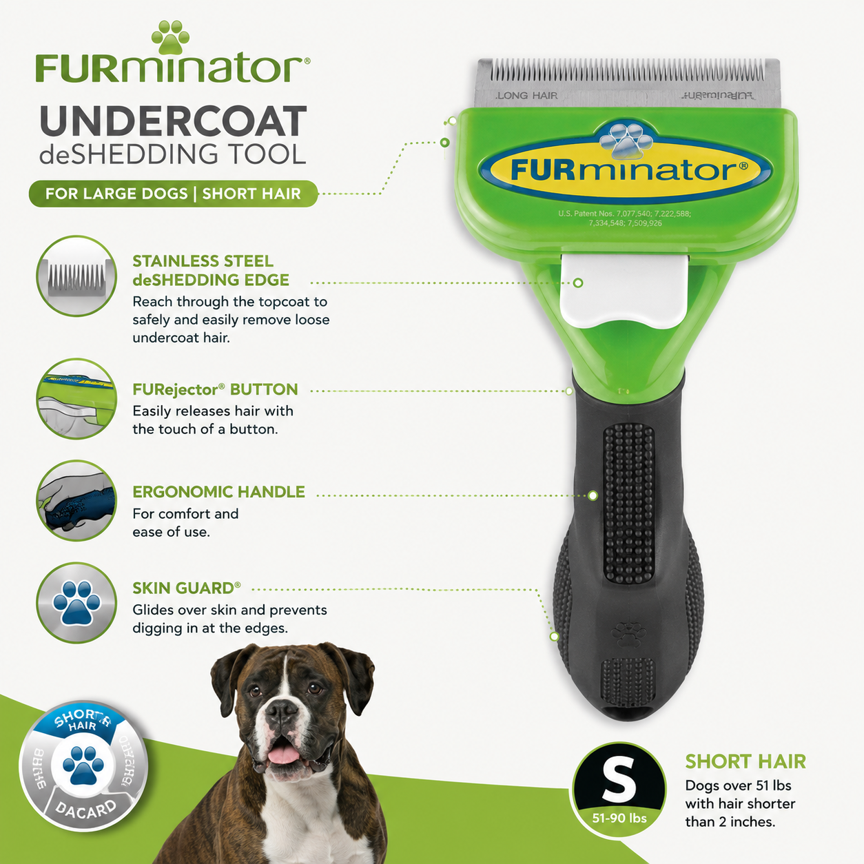 FURminator® Short Hair deShedding Tool for Large Dogs