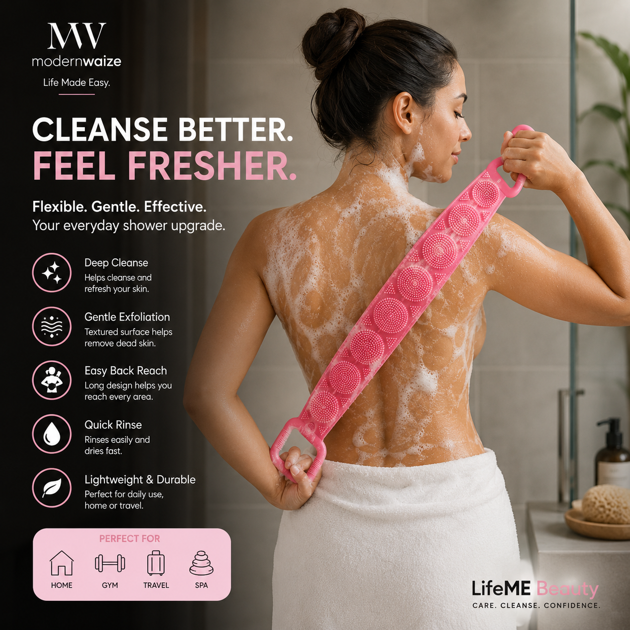 Silicone Exfoliating Bath Towel for Body Cleansing