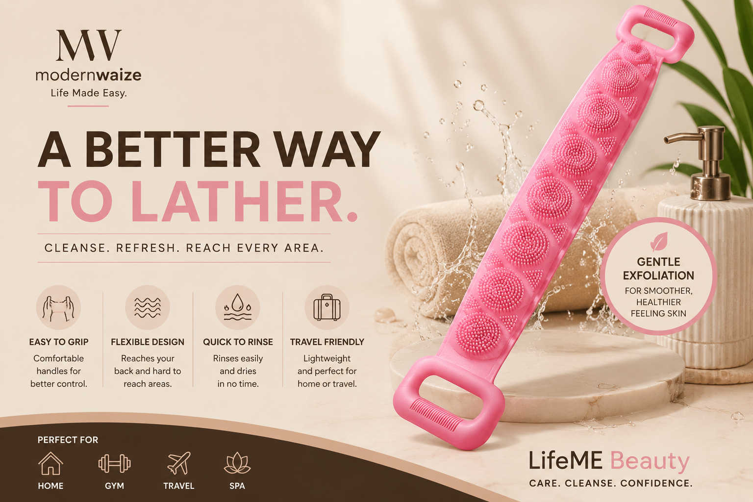 Silicone Exfoliating Bath Towel for Body Cleansing