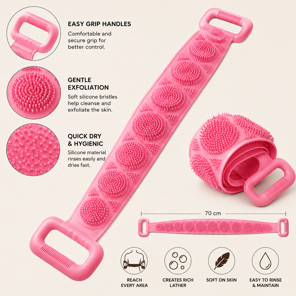 Silicone Exfoliating Bath Towel for Body Cleansing