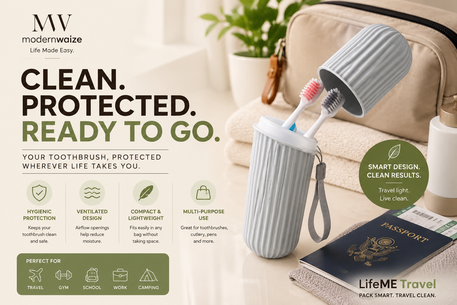 Travel Toothbrush Storage Case | ModernWaize