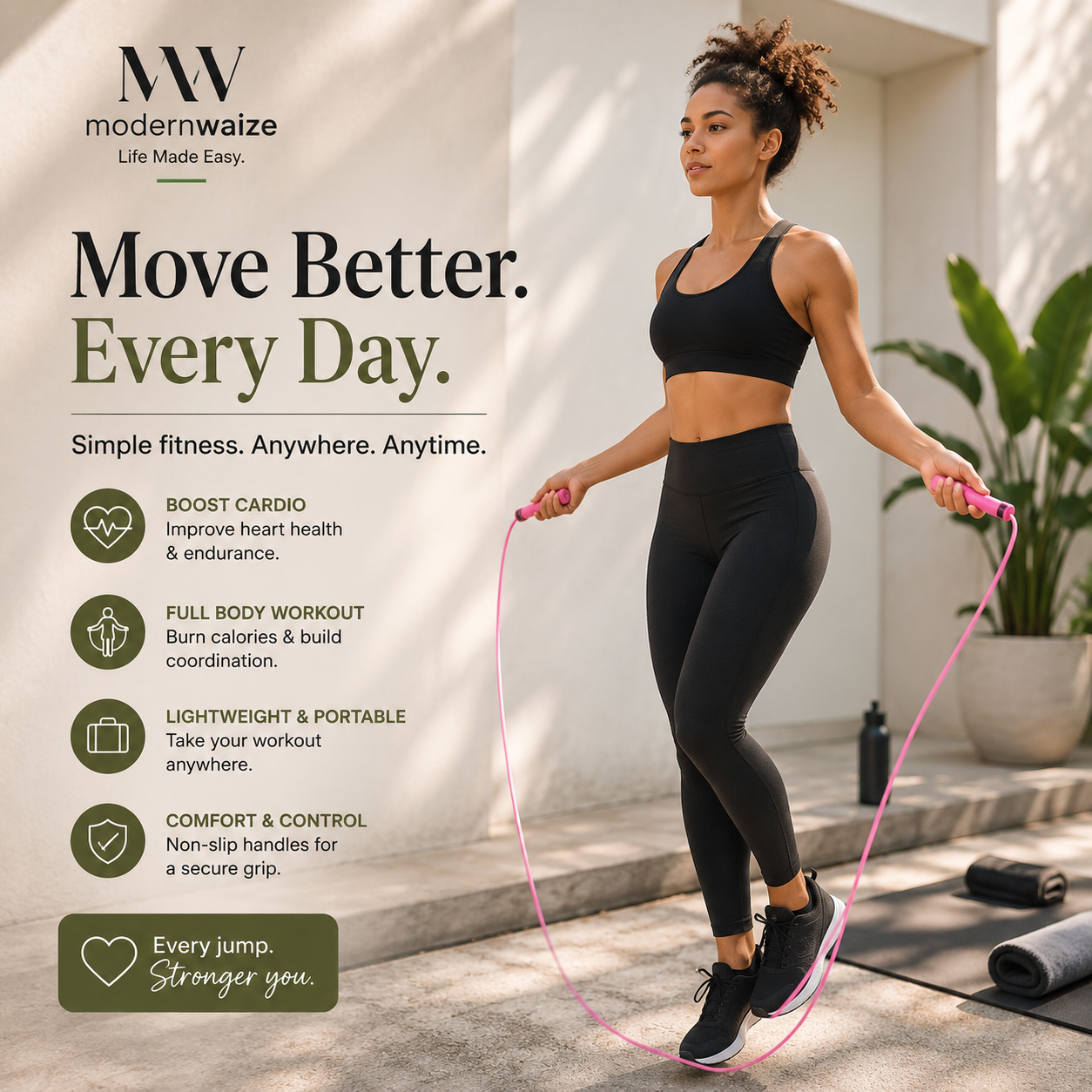 Adjustable Fitness Skipping Rope with Non-Slip Handles | ModernWaize