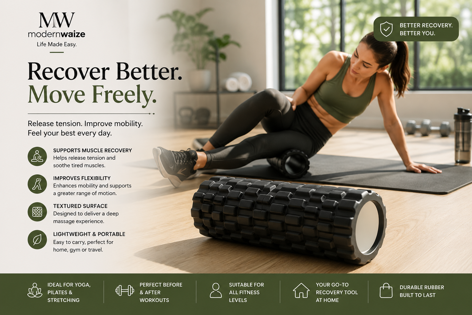 Rubber Yoga Foam Roller