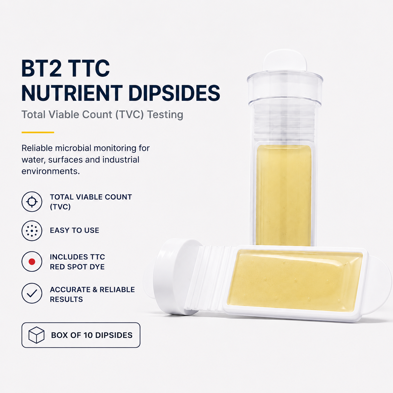 BT2 TTC Nutrient Dipslides (Box of 10) – Total Viable Count (TVC) Testing