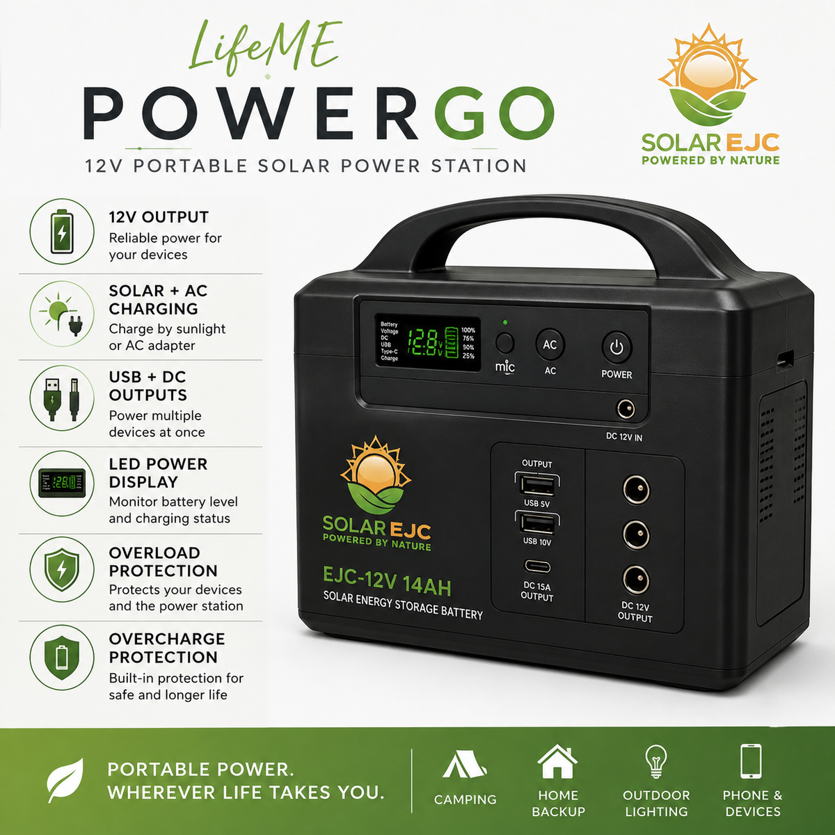 12V Portable Solar Power Station